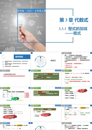 3.3.1整式的加减——整式- 2024-2025学年七年级数学上册同步精品课件（苏科版）.pptx