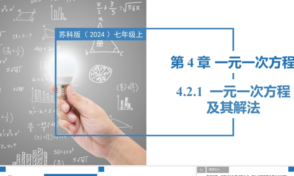 4.2.1一元一次方程及其解法- 2024-2025学年七年级数学上册同步精品课件(苏科版).pptx