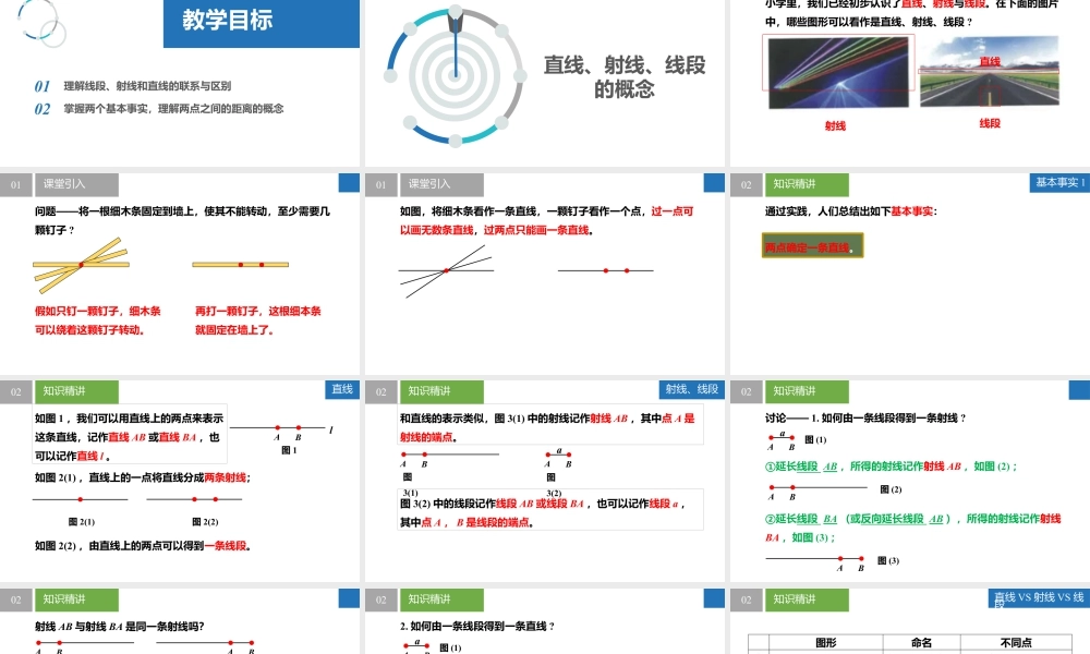 6.1.1直线、射线、线段——直线、射线、线段的概念- 2024-2025学年七年级数学上册同步精品课件(苏科版).pptx