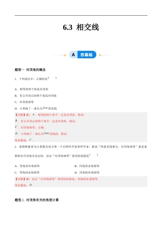 6.3 相交线 （5大题型提分练）（解析版）docx.docx