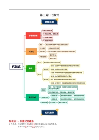 第3章 代数式（知识清单）（答案版）数学苏科版七年级上册.docx
