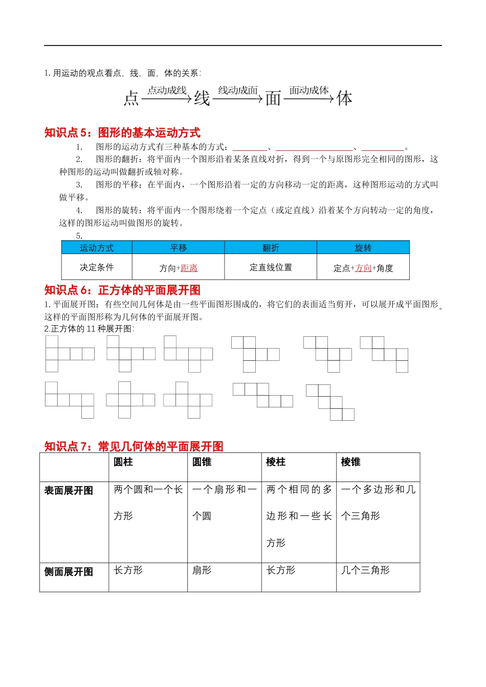 第5章 走进几何世界(知识清单)(挖空版)数学苏科版七年级上册 .docx_第3页