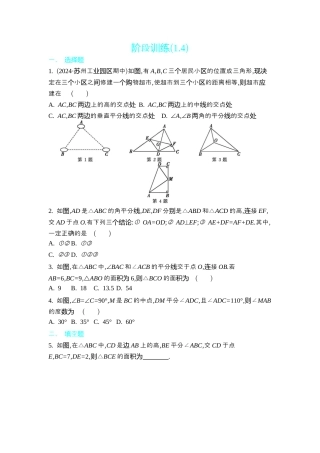 苏科版数学八上-阶段训练(1.4) 同步练 （含答案） .docx