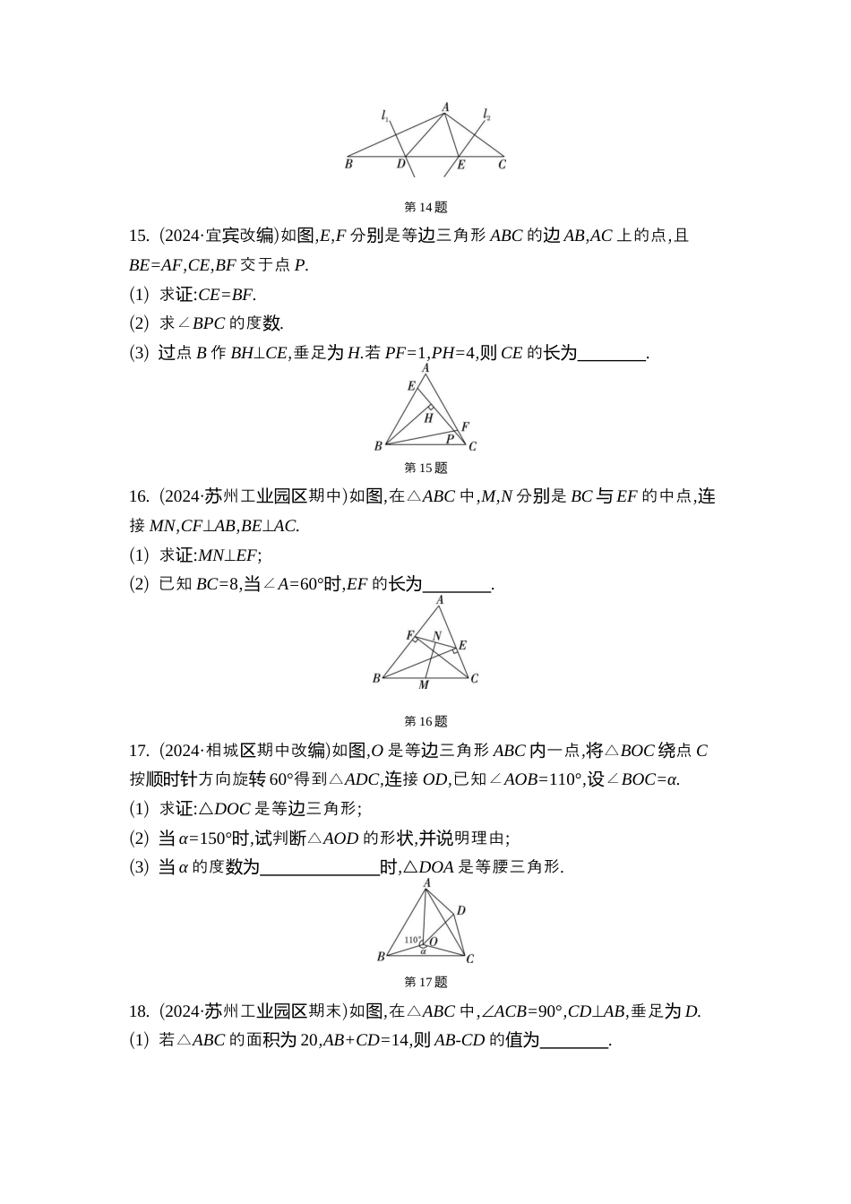 苏科版数学八上-期末复习专题 专题(一) 三 角 形 同步练(含答案) .docx_第3页