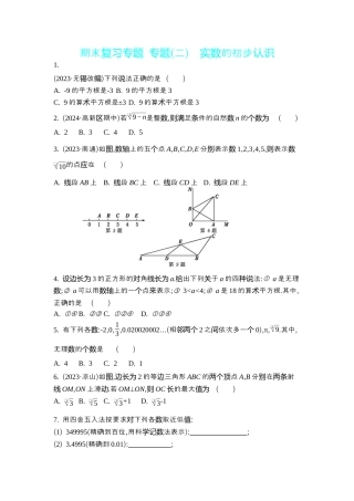 苏科版数学八上-期末复习专题 专题(二)　实数的初步认识 同步练（含答案） .docx
