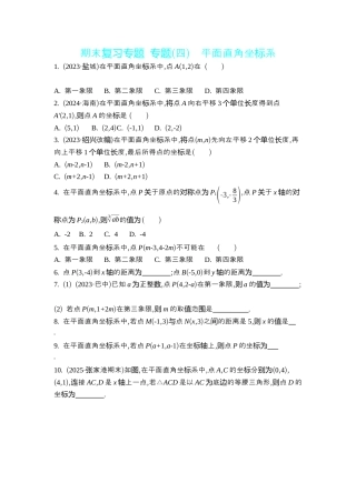 苏科版数学八上-期末复习专题 专题(四)　平面直角坐标系 同步练（含答案） .docx