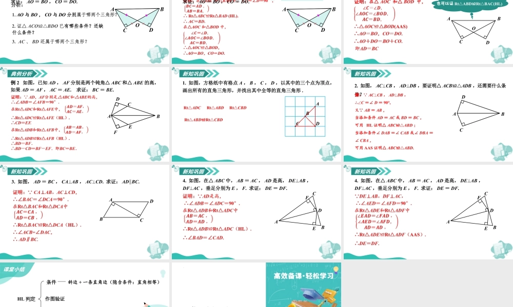 苏科版数学八上-1.3 全等三角形的判定(第6课时 直角三角形全等的判定)(教学课件) .pptx