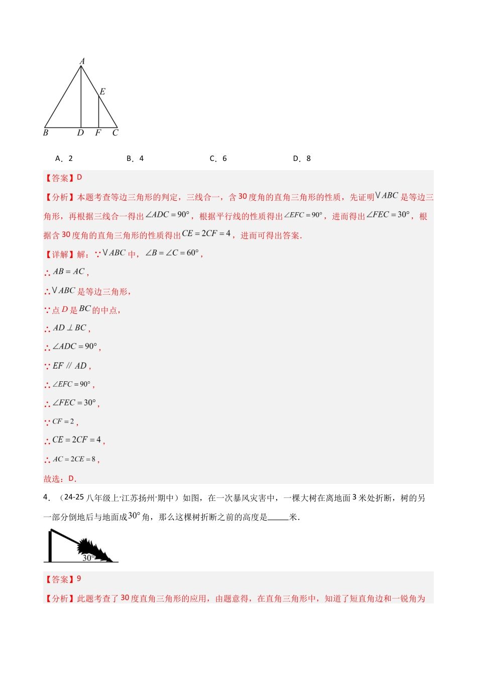苏科版数学八上-1.5等腰三角形(4)直角三角形的性质(题型专练)(解析版).docx_第3页