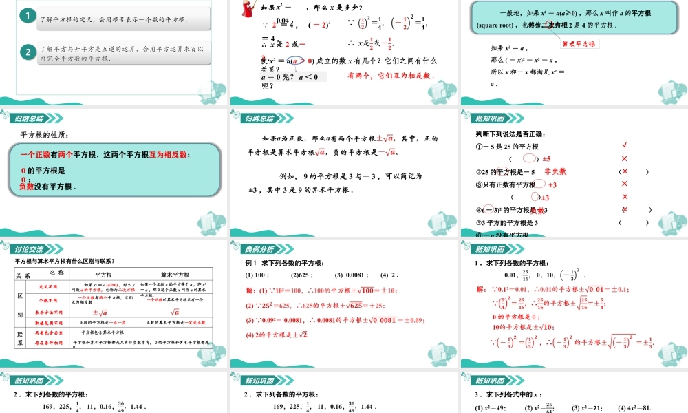苏科版数学八上-2.1平方根(第2课时 平方根)(教学课件).pptx