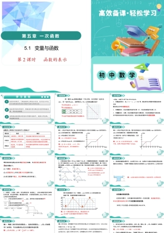 苏科版数学八上-5.1 变量与函数（第2课时 函数的表示）（教学课件）.pptx