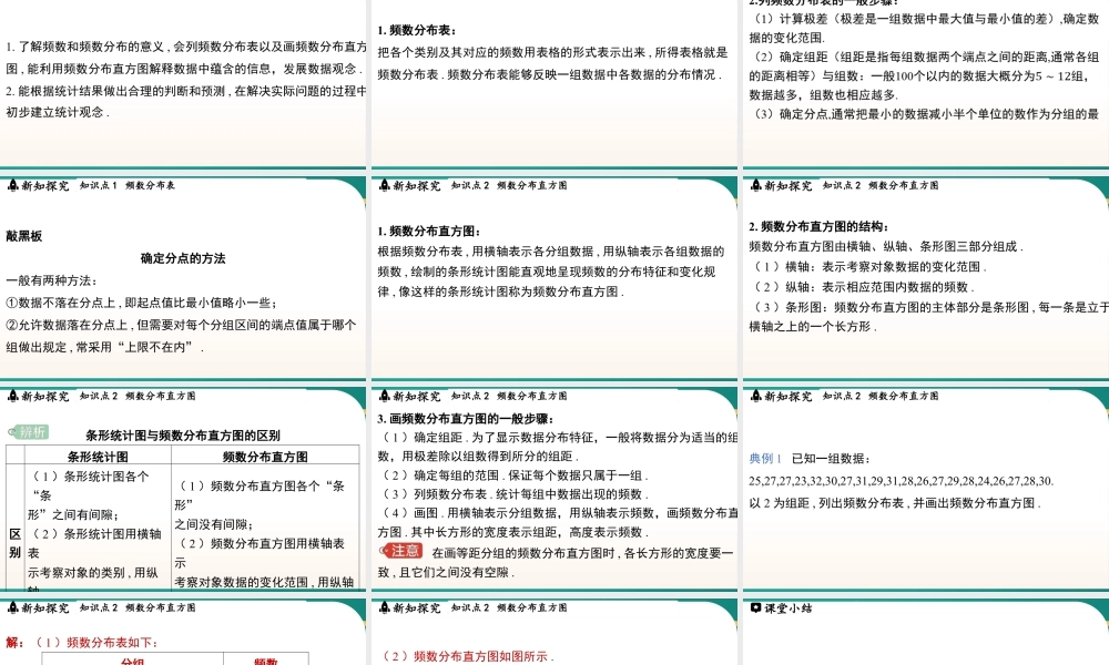 6.5频数分布表和频数分布直方图6.6统计案例:初中生的视力情况调查 课件 2025-2026学年苏科版数学八年级下册.pptx